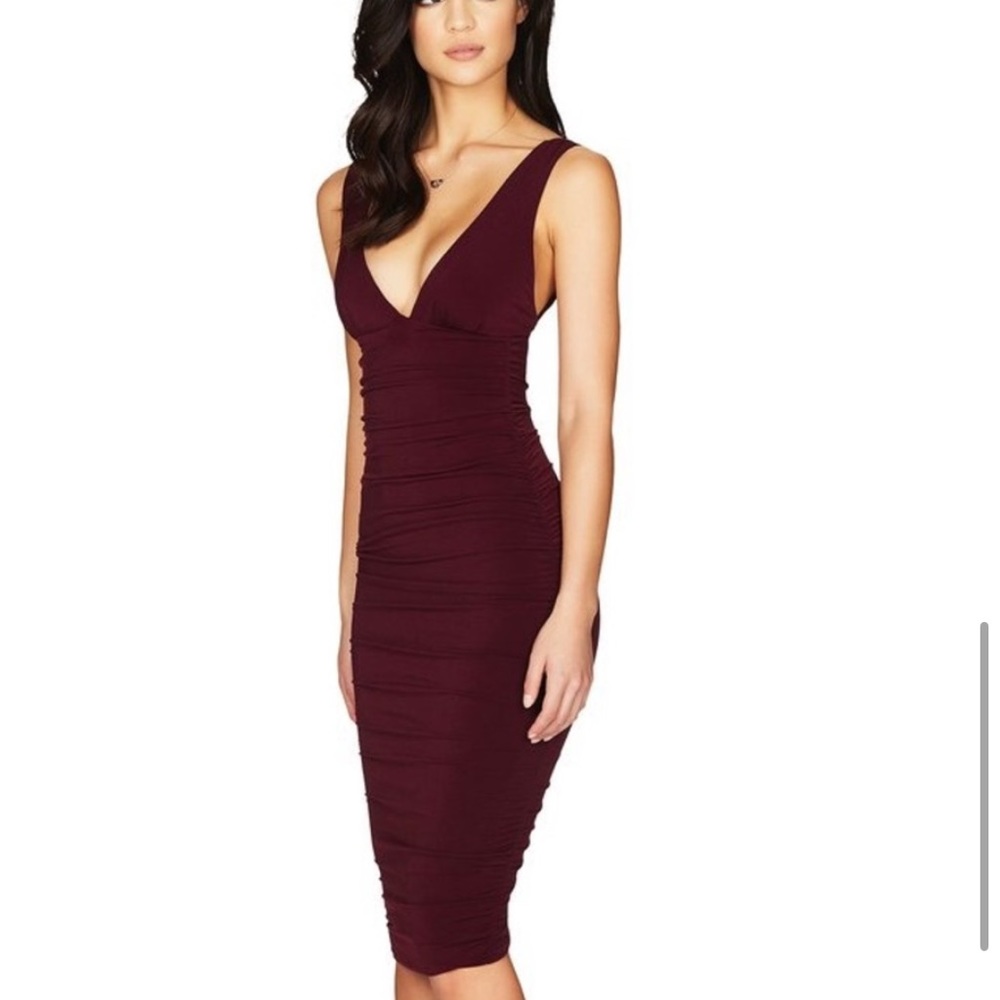 Nookie Jolie Midi in Wine Dress Size Small NWT